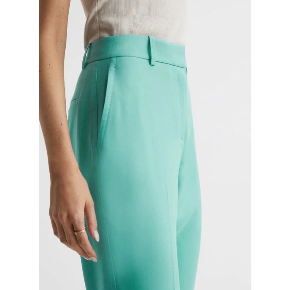 REISS Ember High-Rise Slim Straight Leg Trouser Pants Womens 14 Teal Blue Green - Picture 3 of 14